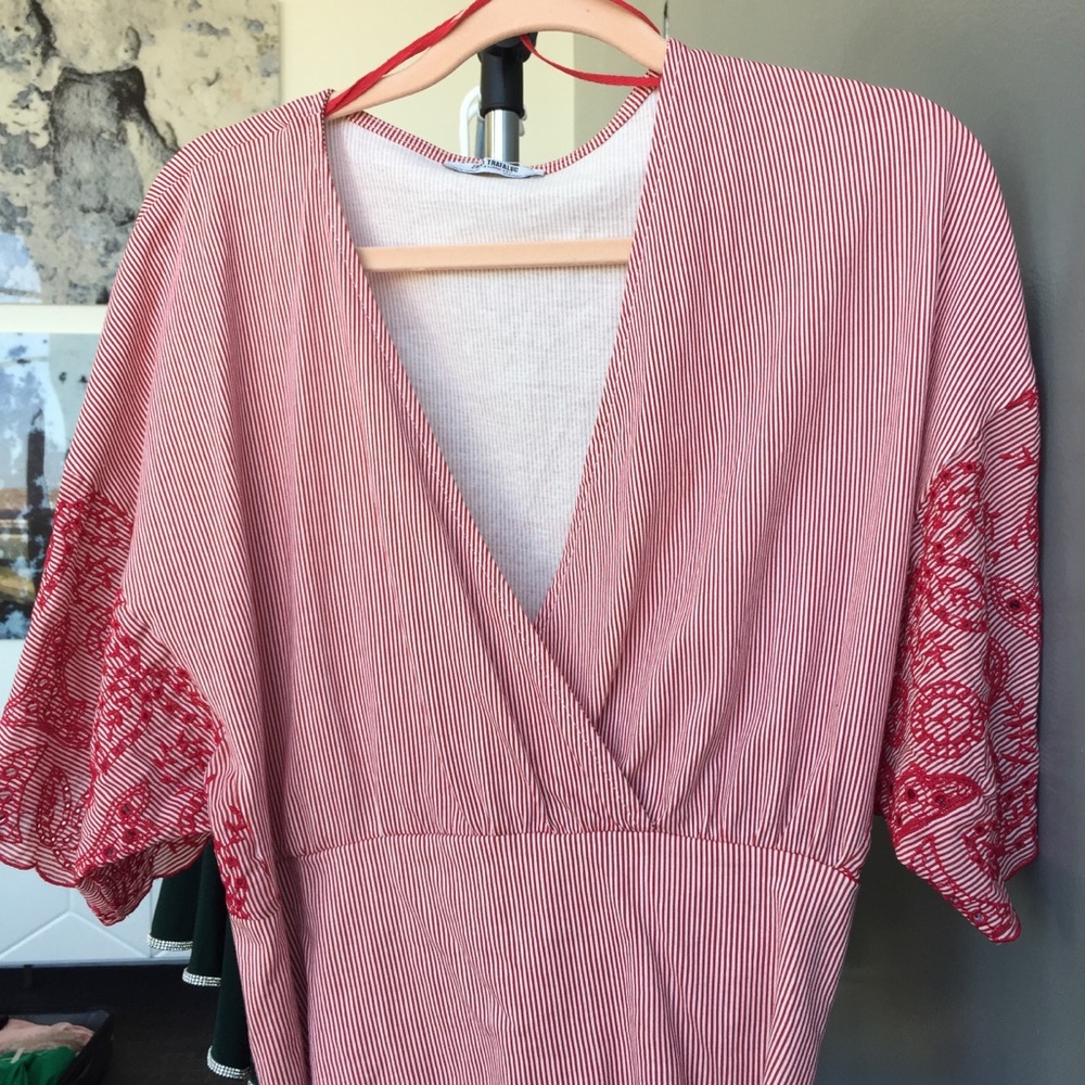 Red striped Zara top